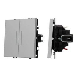 Фото #1 товара Механизм выключателя двухклавишный непроходной LED SWT-NOBE-MK02-SFPL-L-IS (230V, 10A) (Arlight, Никель)