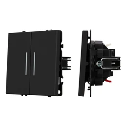 Фото #1 товара Механизм выключателя двухклавишный непроходной LED SWT-NOBE-MK02-SFPL-L-BK (230V, 10A) (Arlight, -)
