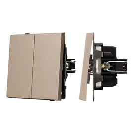 Фото #1 товара Механизм выключателя двухклавишный непроходной SWT-TENDO-MK02-PL-GD (230V, 10A) (Arlight, -)