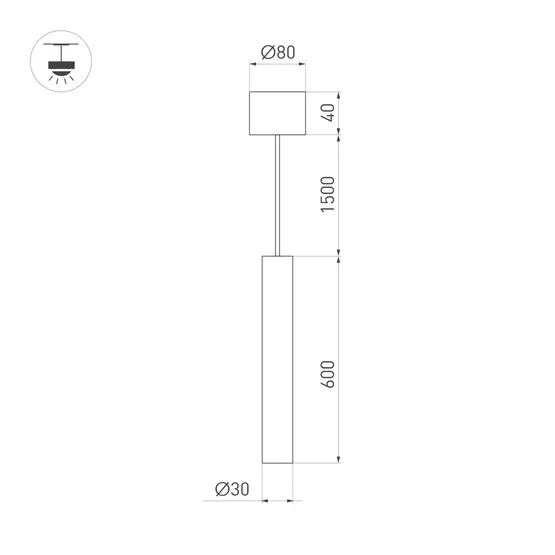 Фото #5 товара Светильник SP-PIPE-HANG-L600-R30-9W Warm3000 (BK, 24 deg, 230V) (Arlight, IP20 Металл, 3 года)