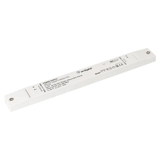 Фото товара Блок питания ARV-SP-24060-LINEAR-PFC (24V, 2.5A, 60W) (Arlight, IP20 Пластик, 5 лет)