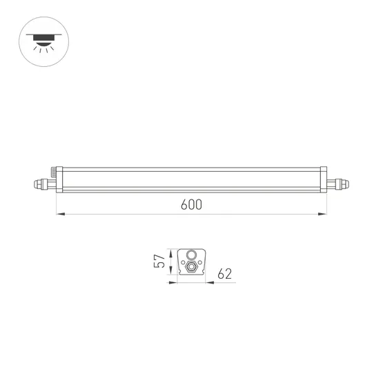 Фото #2 товара Светильник ALT-TUBULAR-600-14W Day4000 (WH, 120 deg, 230V) (Arlight, IP65 Пластик, 5 лет)