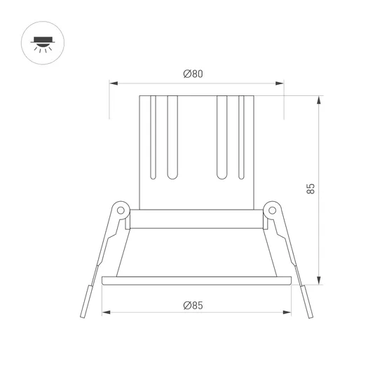 Фото #2 товара Светильник MS-FLOW-BUILT-R85-12W Warm3000 (BK, 15 deg, 230V) (Arlight, IP20 Металл, 5 лет)