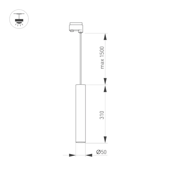 Фото #3 товара Светильник LGD-PIPE-TRACK-HANG-4TR-R50-9W Warm3000 (BK, 40 deg, 230V) (Arlight, IP20 Металл, 3 года)