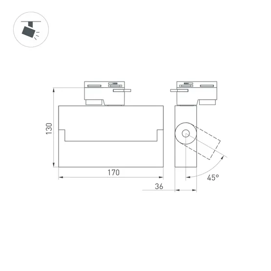 Фото #5 товара Светильник LGD-LOFT-TRACK-2TR-S170-10W Day4000 (BK, 24 deg, 230V) (Arlight, IP20 Металл, 3 года)