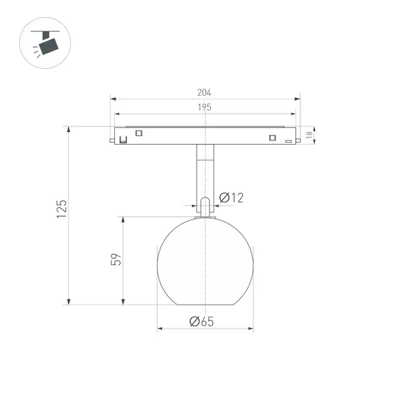 Фото #6 товара Светильник MAG-ORIENT-ORB-R60-10W Warm3000 (BK, 35 deg, 48V) (Arlight, IP20 Металл, 5 лет)