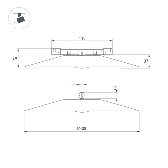 Фото #6 товара Светильник MAG-MICROCOSM-DISCO-R300-7W Warm3000 (BK, 36 deg, 24V) (Arlight, IP20 Металл, 5 лет)
