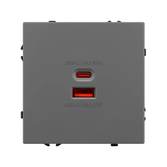 Фото #3 товара Механизм розетки с быстрой USB зарядкой SCT-NOBE-MUAC-SFPL-FC-GR (65W, QC3) (Arlight, -)
