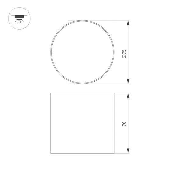 Фото #3 товара Светильник SP-CYLINDO-R75-7W Warm3000 (WH, 110 deg, 230V) (Arlight, IP54 Металл, 3 года)