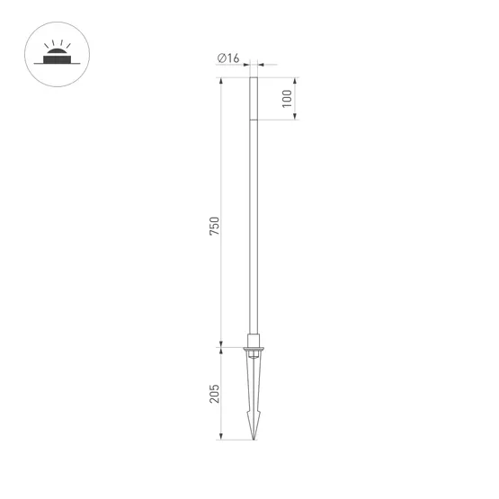 Фото #5 товара Светильник KT-CANNA-L750-1W Warm3000 (DG, 110 deg, 24V) (Arlight, IP65 Металл, 3 года)