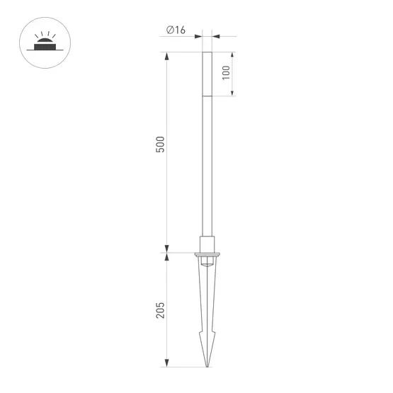 Фото #5 товара Светильник KT-CANNA-L500-1W Warm3000 (DG, 110 deg, 24V) (Arlight, IP65 Металл, 3 года)