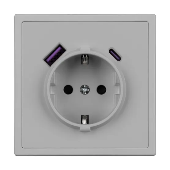 Фото #4 товара ARL NOBE Розетка зк со шторками с USB тип А+С софт-тач никель SCT-MUAC-SFPL-IS (250V, 16A) (Arlight, -)