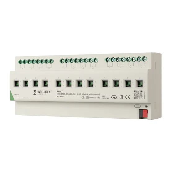 Фото товара INTELLIGENT ARLIGHT Релейный модуль KNX-7123-82-DRO-DIN (BUS, 12x16A, KNX Secure) (IARL, IP20 Пластик, 2 года)