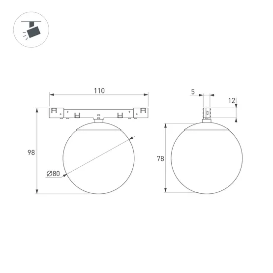 Фото #6 товара Светильник MAG-MICROCOSM-SFERO-R80-7W Warm3000 (BK, 230 deg, 24V) (Arlight, IP20 Металл, 5 лет)