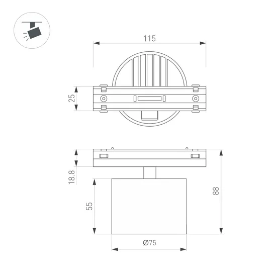 Фото #2 товара Светильник MAG-VIBE-POINT-R75-10W Warm3000 (BK, 24 deg, 48V) (Arlight, IP20 Металл, 5 лет)