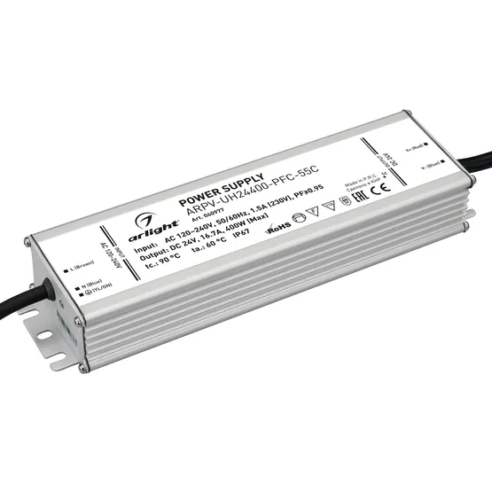 Фото товара Блок питания ARPV-UH24400-PFC-55C (24V, 16.7A, 400W) (Arlight, IP67 Металл, 5 лет)