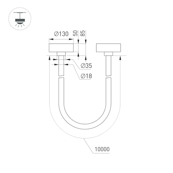 Фото #3 товара Светильник SP-TROPIC-SURFACE-R18-L10000-110W Warm3000 (BK, 360 deg, 230V) (Arlight, IP20 Пластик, 3 года)