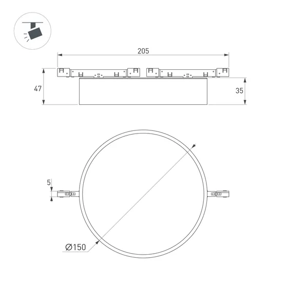 Фото #3 товара Светильник MAG-MICROCOSM-RONDO-R150-15W Warm3000 (BK, 90 deg, 24V) (Arlight, IP20 Металл, 5 лет)