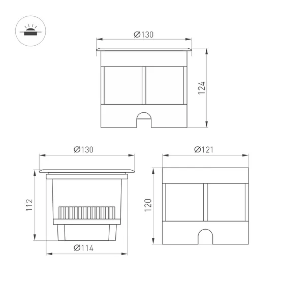 Фото #2 товара Светильник LTD-DAFNA-GROUND-R130-11W Warm3000 (SL, 35 deg, 230V) (Arlight, IP67 Металл, 5 лет)