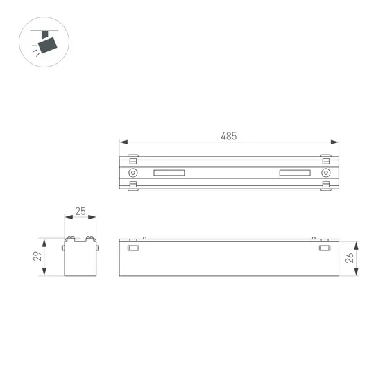 Фото #5 товара Светильник MAG-VIBE-FLAT-L485-24W Day4000 (BK, 100 deg, 48V) (Arlight, IP20 Металл, 5 лет)