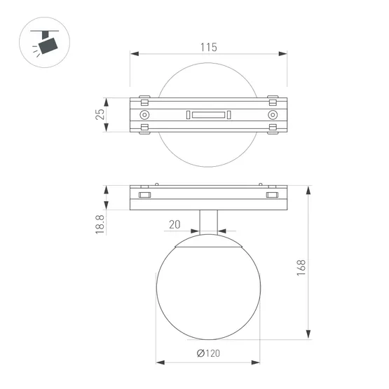 Фото #3 товара Светильник MAG-VIBE-SFERO-R120-6W Warm3000 (WH, 235 deg, 48V) (Arlight, IP20 Металл, 5 лет)