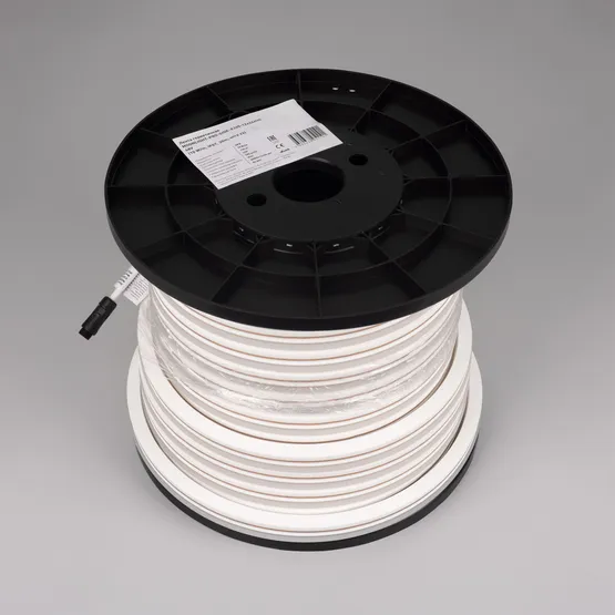 Фото #2 товара Светодиодная лента герметичная MOONLIGHT-PRO-SIDE-X320-12x24mm 48V Warm3000 (10 W/m, IP67, 30m, wire x2) (Arlight, Вывод боковой, 7 лет)