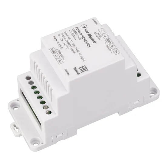 Фото #1 товара Усилитель SMART-DMX (12-36V, 1CH, DIN) (Arlight, IP20 Пластик, 5 лет)