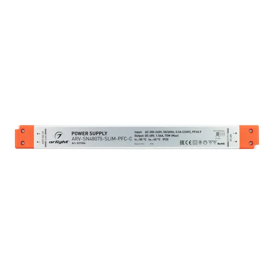 Фото #2 товара Блок питания ARV-SN48075-SLIM-PFC-C (48V, 1.56A, 75W) (Arlight, IP20 Пластик, 3 года)