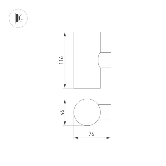 Фото #3 товара Светильник LGD-RAY-WALL-TWIN-R46-2x3W Warm3000 (GR, 24 deg, 230V) (Arlight, IP65 Металл, 3 года)