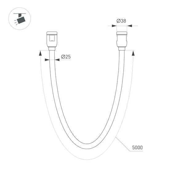 Фото #4 товара Светильник ART-APRIORI-TUBE-ELASTIC-R38-L5000-60W Day4000 (OG, 360 deg, 48V) (Arlight, IP20 Металл,  (Arlight, IP20 Металл, 3 года)