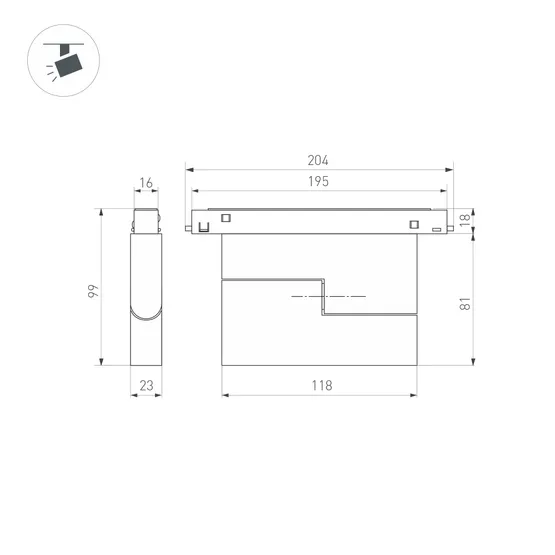 Фото #2 товара Светильник MAG-ORIENT-FLAT-FOLD-S195-6W Warm3000 (BK, 80 deg, 48V, DALI) (Arlight, IP20 Металл, 5 лет)