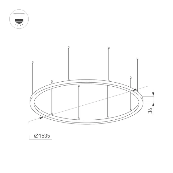 Фото #2 товара Светильник SP-LINE-HANG-ARC-O3535-D1500-124W Day4000 (WHITE, 230V) (Arlight, Металл)