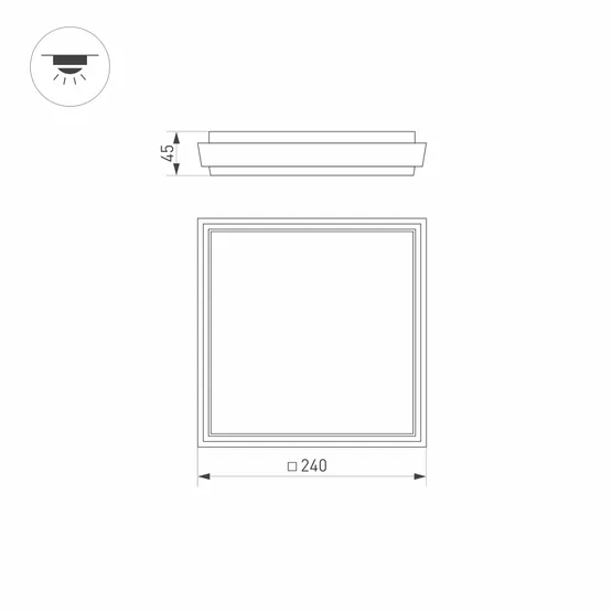 Фото #6 товара Светильник LGD-AREA-S240x240-25W Warm3000 (GR, 110 deg, 230V) (Arlight, IP54 Металл, 3 года)