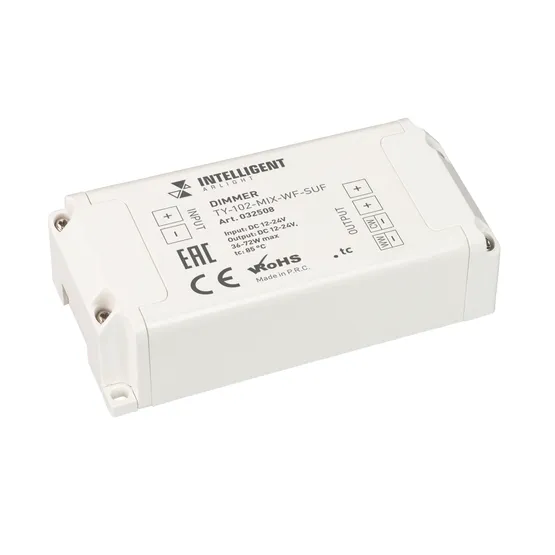 Фото товара INTELLIGENT ARLIGHT Диммер TY-102-MIX-WF-SUF (12-24V, WI-FI, 433MHz, 2x3A) (IARL, IP20 Пластик, 3 года)