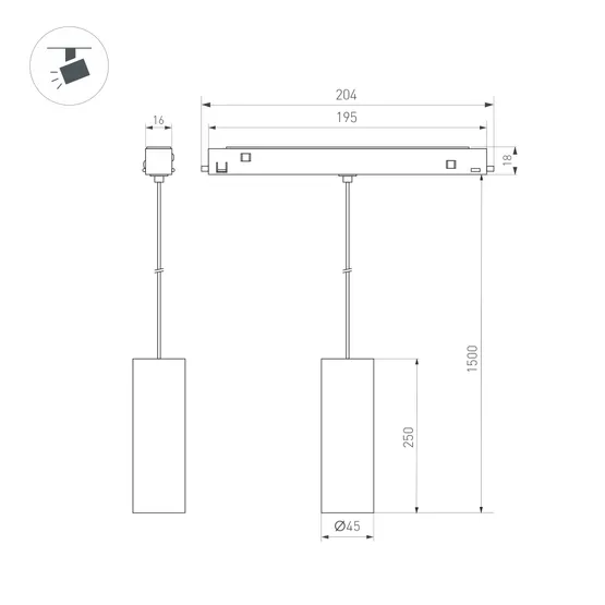 Фото #5 товара Светильник MAG-ORIENT-SPOT-HANG-R45-12W Warm3000 (WH, 24 deg, 48V) (Arlight, IP20 Металл, 5 лет)