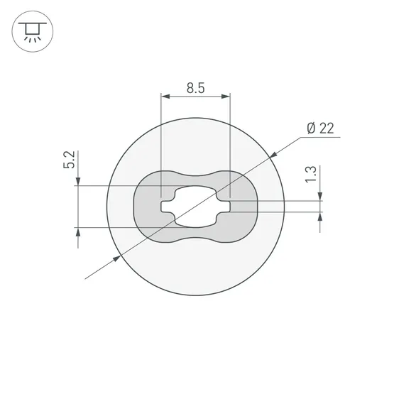 Фото #3 товара Силиконовый профиль WPH-FLEX-D22-360deg-S8-5m WHITE (Arlight, Силикон)