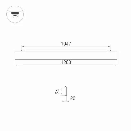 Фото #3 товара Светильник ALT-LINEAIR-FLAT-UPDOWN-DIM-S2094-1200-40W Day4000 (BK, 100 deg, 230V) (Arlight, IP20 Металл, 3 года)