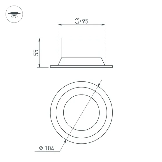 Фото #3 товара Светильник MS-BREEZE-BUILT-R104-12W Warm3000 (WH, 90 deg, 230V) (Arlight, IP20 Металл, 3 года)