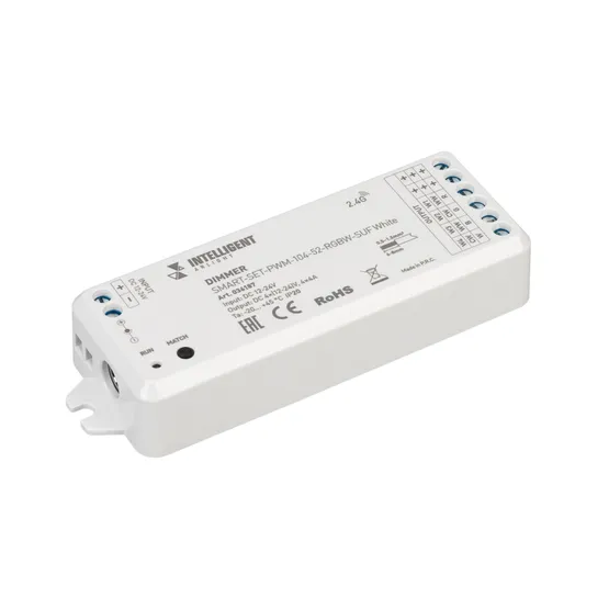Фото #3 товара INTELLIGENT ARLIGHT Диммер SMART-SET-PWM-104-52-RGBW-SUF White (12-24V, 4x4A, ПДУ RING 10кн, 2.4G) (IARL, Контроллер)
