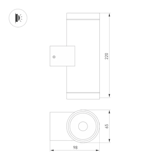 Фото #2 товара Светильник LGD-RAY-WALL-TWIN-R65-2x12W Warm3000 (GR, 6 deg, 230V) (Arlight, IP65 Металл, 3 года)