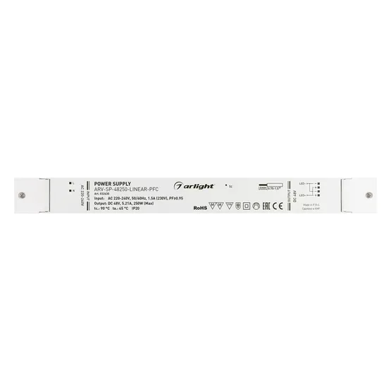 Фото #2 товара Блок питания ARV-SP-48250-LINEAR-PFC (48V, 5.21A, 250W) (Arlight, IP20 Пластик, 5 лет)