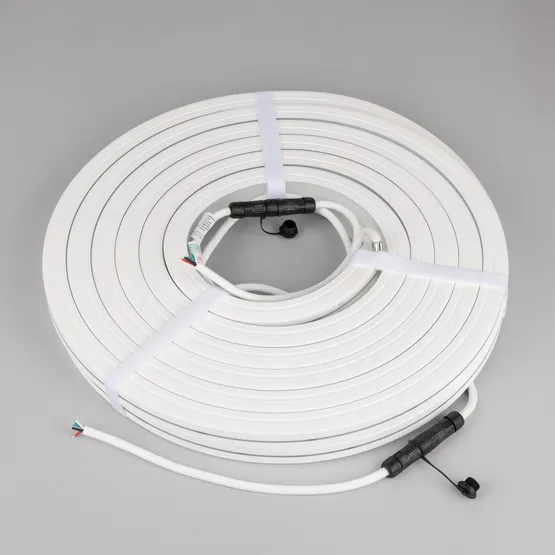 Фото #6 товара Светодиодная лента герметичная MOONLIGHT-PRO-TOP-X336-20x20mm 24V RGBW-Warm (12 W/m, IP67, 10m, wire x2) (Arlight, Вывод боковой, 5 лет)